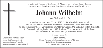 Traueranzeige von Johann Wilhelm von Kleine Zeitung