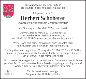 Traueranzeige von Herbert Schoberer von Kleine Zeitung