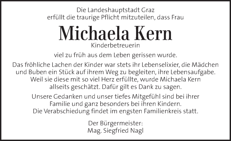  Traueranzeige für Michaela Kern vom 29.06.2017 aus Kleine Zeitung