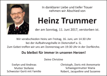 Traueranzeige von Heinz Trummer von Kleine Zeitung