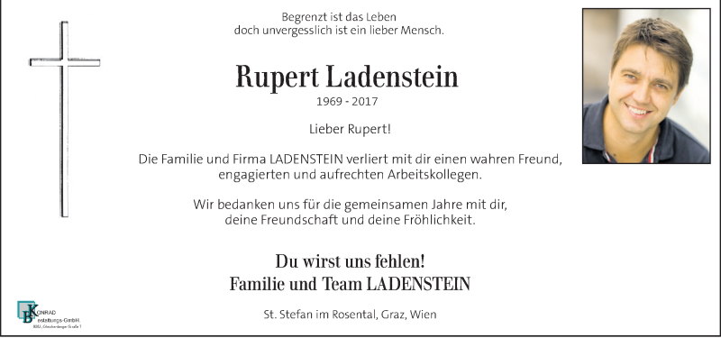 Traueranzeige für Rupert Ladenstein vom 29.08.2017 aus Kleine Zeitung