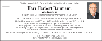 Traueranzeige von Herbert Baumann von Kleine Zeitung
