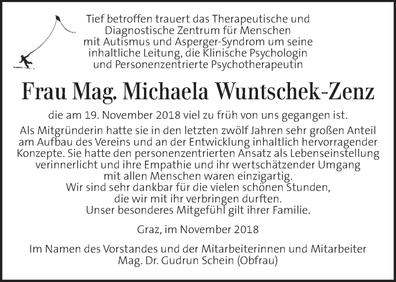  Traueranzeige für Michaela Wuntschek-Zenz vom 22.11.2018 aus Kleine Zeitung
