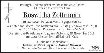 Traueranzeige von Roswitha Zoffmann von Kleine Zeitung