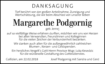 Traueranzeige von Margarethe Podgornig von Kleine Zeitung