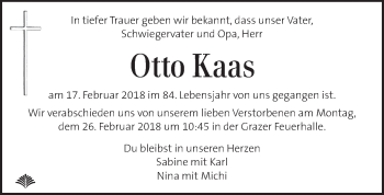 Traueranzeige von Otto Kaas von Kleine Zeitung
