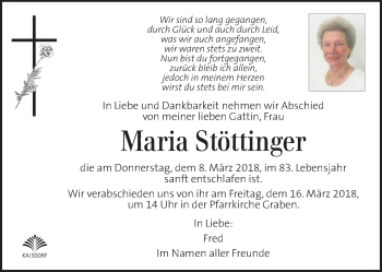 Traueranzeige von Maria Stöttinger von Kleine Zeitung