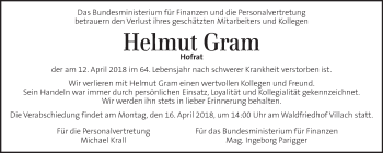 Traueranzeige von Helmut Gram von Kleine Zeitung