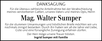 Traueranzeige von Walter Sumper von Kleine Zeitung
