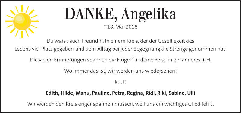  Traueranzeige für Angelika Kresch vom 24.05.2018 aus Kleine Zeitung