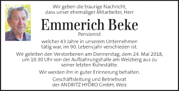 Traueranzeige von Emmerich Beke von Kleine Zeitung