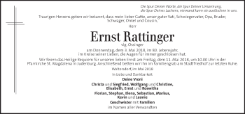 Traueranzeige von Ernst Rattinger von Kleine Zeitung