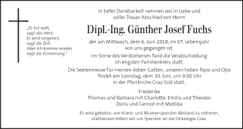 Traueranzeige von Günther Josef Fuchs von Kleine Zeitung