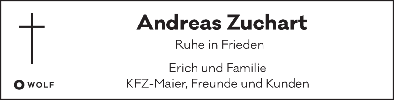  Traueranzeige für Andreas Zuchart vom 19.09.2018 aus Kleine Zeitung