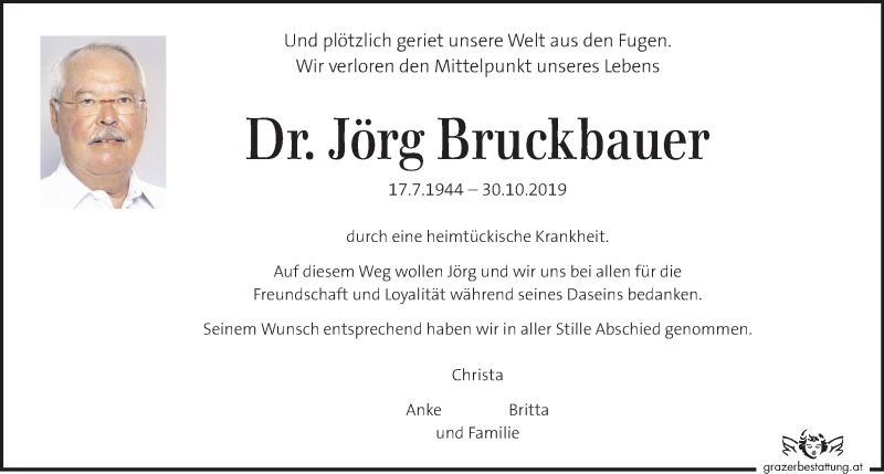  Traueranzeige für Jörg Bruckbauer vom 01.11.2019 aus Kleine Zeitung