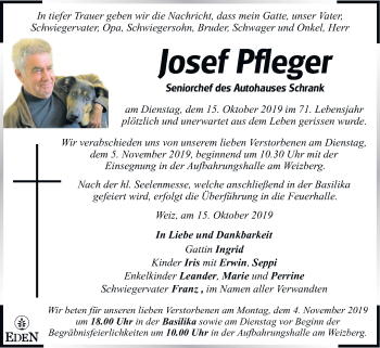 Traueranzeige von Josef Pfleger von Kleine Zeitung