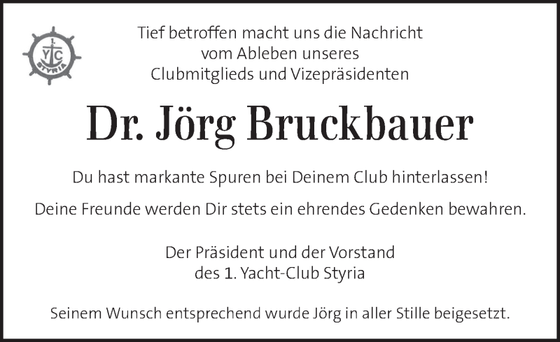  Traueranzeige für Jörg Bruckbauer vom 05.11.2019 aus Kleine Zeitung