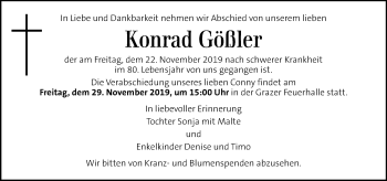 Traueranzeige von Konrad Gößler von Kleine Zeitung