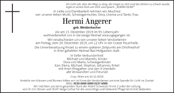 Traueranzeige von Hermi Angerer von Kleine Zeitung