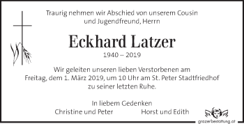 Traueranzeige von Eckhard Latzer  von Kleine Zeitung