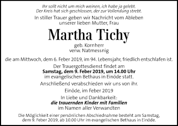 Traueranzeige von Martha Tichy von Kleine Zeitung
