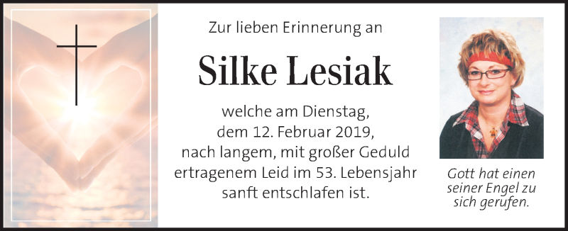  Traueranzeige für Silke Lesiak vom 24.02.2019 aus Kleine Zeitung