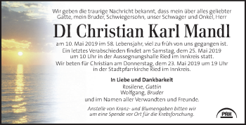 Traueranzeige von Christian Karl Mandl von Kleine Zeitung