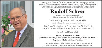 Traueranzeige von Rudolf Scheer von Kleine Zeitung