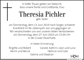 Traueranzeige von Theresia Pichler von Kleine Zeitung