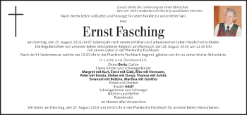 Traueranzeige von Ernst Fasching von Kleine Zeitung