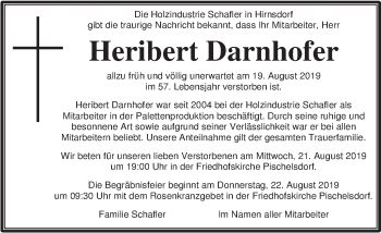 Traueranzeige von Heribert Darnhofer von Kleine Zeitung