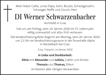 Traueranzeige von Werner Schwarzenbacher von KLEINE ZEITUNG