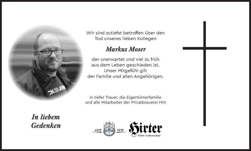  Traueranzeige für Markus Moser vom 25.01.2020 aus Kleine Zeitung
