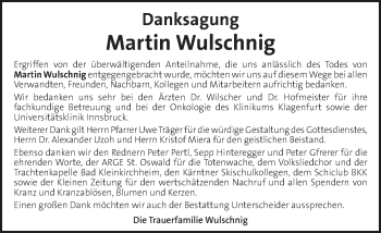 Traueranzeige von Martin Wulschnig von Kleine Zeitung