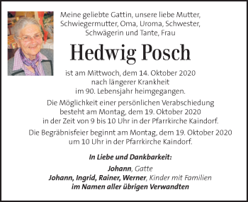 Traueranzeige von Hedwig Posch von Kleine Zeitung