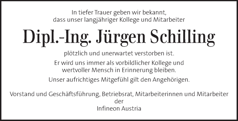  Traueranzeige für Jürgen Schilling vom 16.10.2020 aus Kleine Zeitung