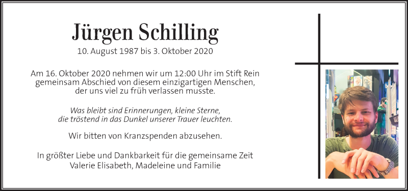  Traueranzeige für Jürgen Schilling vom 13.10.2020 aus Kleine Zeitung