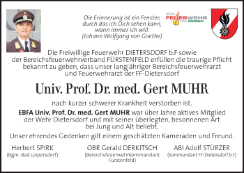 Traueranzeige von Gert Muhr von Kleine Zeitung