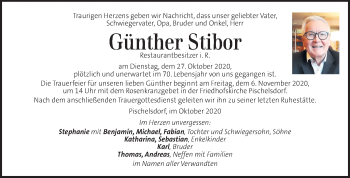 Traueranzeige von Günther Stibor von Kleine Zeitung