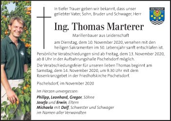 Traueranzeige von Thomas Marterer von Kleine Zeitung