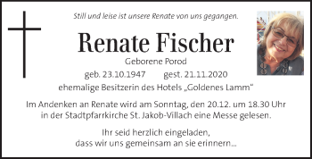 Traueranzeige von Renate Fischer von Kleine Zeitung