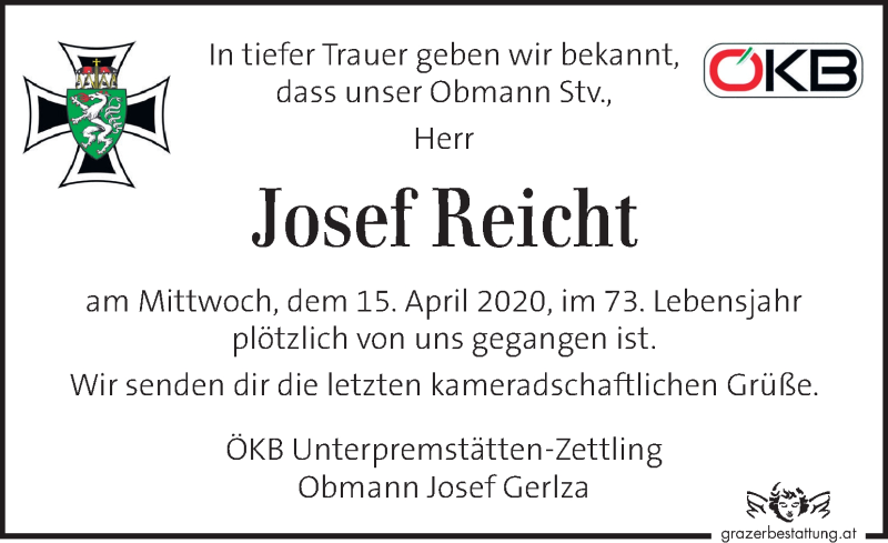  Traueranzeige für Josef Reicht vom 19.04.2020 aus Kleine Zeitung
