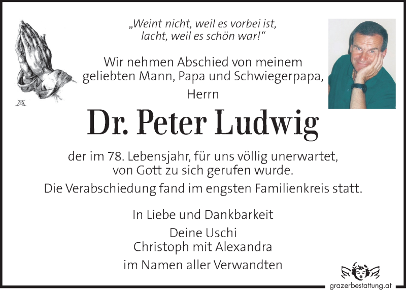  Traueranzeige für Peter Ludwig vom 21.04.2020 aus Kleine Zeitung