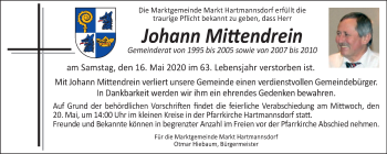 Traueranzeige von Johann Mittendrein von Kleine Zeitung