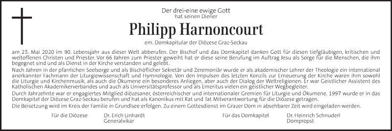  Traueranzeige für Philipp Harnoncourt vom 03.06.2020 aus Kleine Zeitung