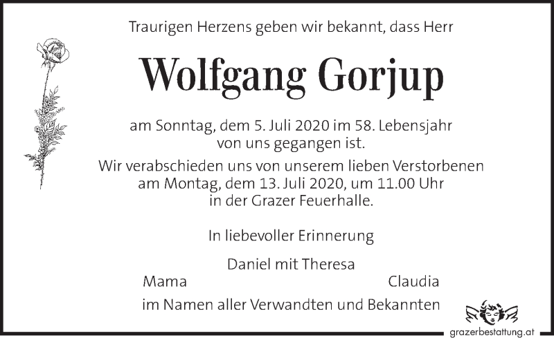  Traueranzeige für Wolfgang Gorjup vom 10.07.2020 aus Kleine Zeitung