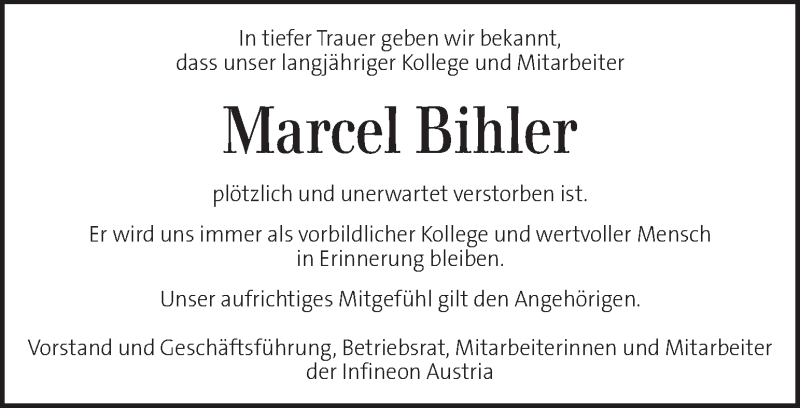  Traueranzeige für Marcel Bihler vom 16.09.2020 aus Kleine Zeitung
