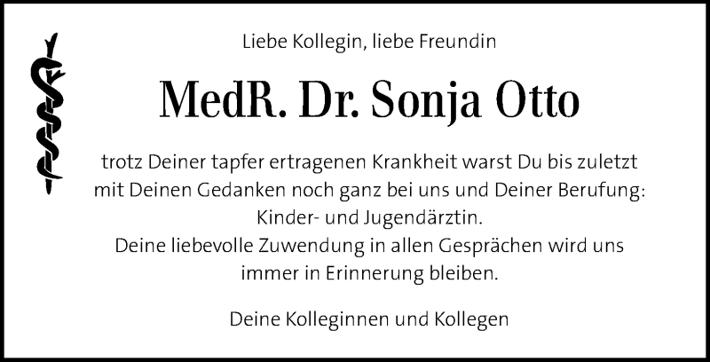  Traueranzeige für Sonja Otto vom 29.09.2020 aus Kleine Zeitung