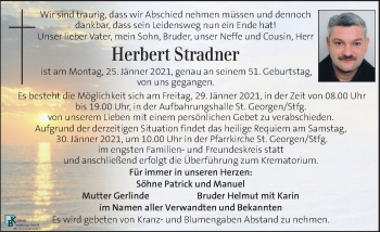 Traueranzeige von Herbert Stradner  von Kleine Zeitung