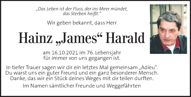  Traueranzeige für Hainz Harald vom 21.10.2021 aus Kleine Zeitung